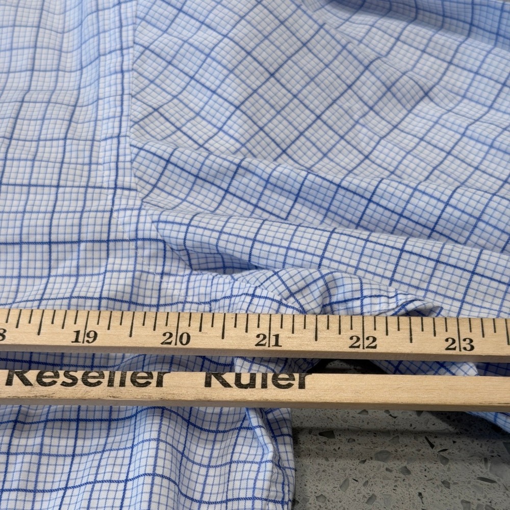 Hugo Boss Dress Shirt Mens 16.5 32/33 Blue White Sharp Fit Graph Check Button Up - Picture 6 of 8
